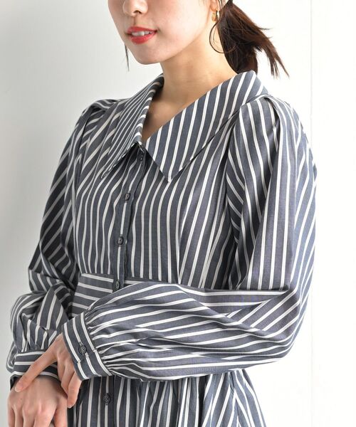 rps(アールピーエス)の「ウエスト切替フレアーシャツワンピース(シャツワンピース・レディース・グリーン/パープル/ブルー系その他2/ネイビー・フリー)」の18枚目の写真