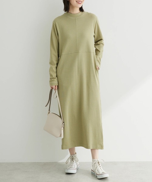 ★c アクリス ワンピース タグ付き コットン スイス製 イエロー 上品 半袖 ZUCCa（ズッカ）の「タックジャージィー/ワンピース（ワンピース