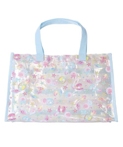 Kids Foret(キッズフォーレ)の「女児総柄プールバッグ(トートバッグ・キッズ・コーラルピンク/ピンク/ラベンダー/サックスブルー/ライトピンク・FREE)」の1枚目の写真