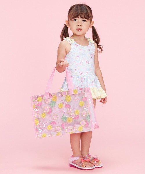 Kids Foret(キッズフォーレ)の「女児総柄プールバッグ(トートバッグ・キッズ・コーラルピンク/ピンク/ラベンダー/サックスブルー/ライトピンク・FREE)」の15枚目の写真
