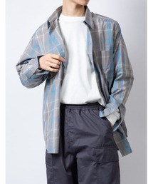 ブロードチェック ルーズシルエット レギュラーカラーシャツ