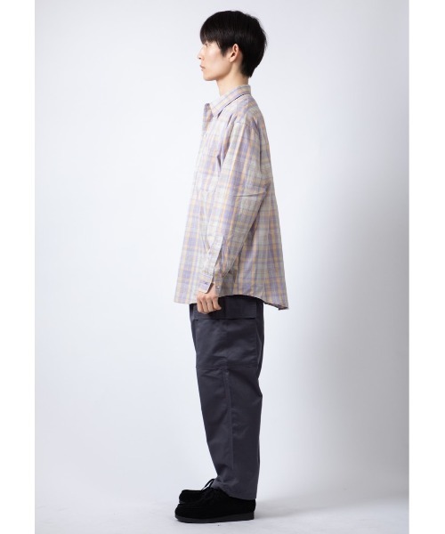 Beno（ビーノ）の「ブロードチェック　ルーズシルエット レギュラーカラーシャツ（シャツ/ブラウス・メンズ・オレンジ/ベージュ/グレー/ラベンダー・M/L）」の6枚目の写真
