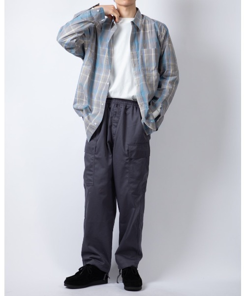 Beno（ビーノ）の「ブロードチェック　ルーズシルエット レギュラーカラーシャツ（シャツ/ブラウス・メンズ・オレンジ/ベージュ/グレー/ラベンダー・M/L）」の10枚目の写真