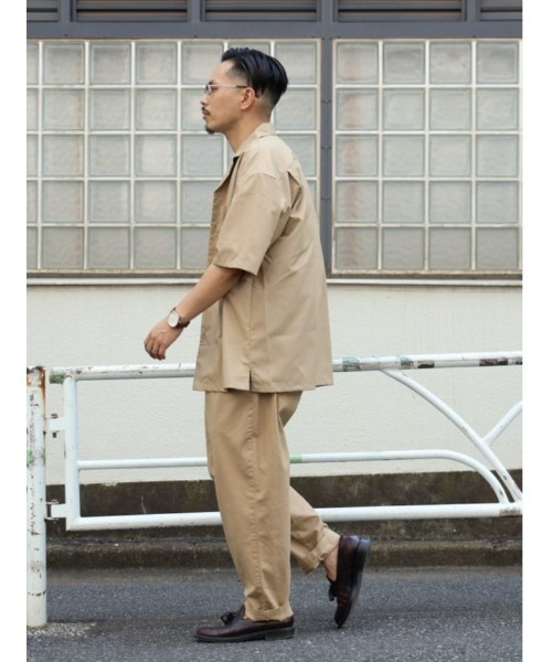 PLUS ONE(プラスワン)の「【接触冷感】【PLUS ONE】サラサラオープンカラーシャツ(シャツ/ブラウス・メンズ・グリーン/ダークベージュ/オフホワイト・M/L/XL/S)」の16枚目の写真