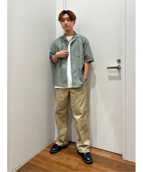 PLUS ONE(プラスワン)の「【接触冷感】【PLUS ONE】サラサラオープンカラーシャツ(シャツ/ブラウス・メンズ・グリーン/ダークベージュ/オフホワイト・M/L/XL/S)」の21枚目の写真