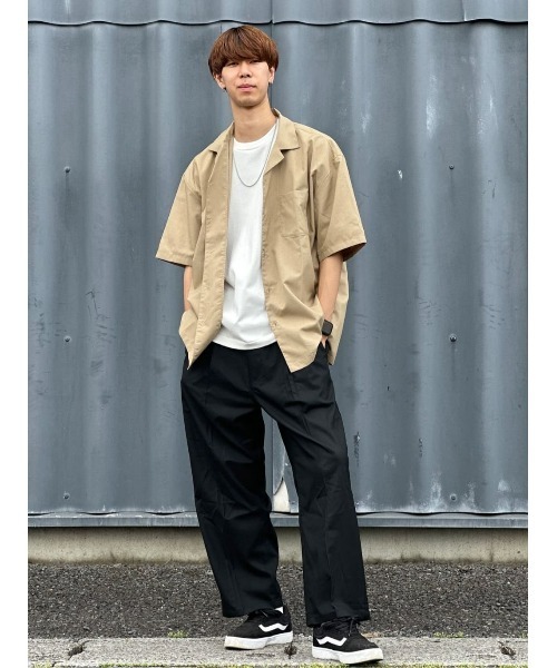 PLUS ONE(プラスワン)の「【接触冷感】【PLUS ONE】サラサラオープンカラーシャツ(シャツ/ブラウス・メンズ・グリーン/ダークベージュ/オフホワイト・M/L/XL/S)」の18枚目の写真