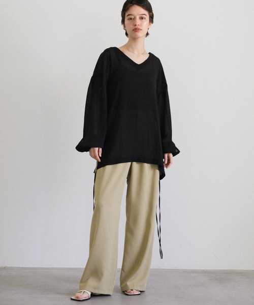 select MOCA(セレクトモカ)の「オープンスリーブデザインシフォンブラウス(シャツ/ブラウス・レディース・グレイッシュベージュ/アイボリー/ブラック・FREE)」の5枚目の写真