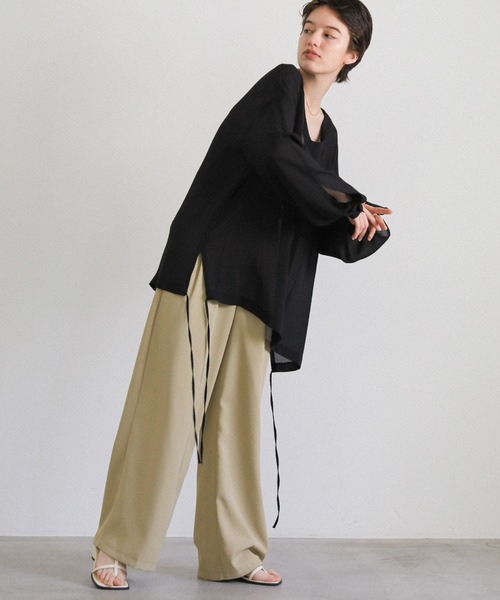 select MOCA(セレクトモカ)の「オープンスリーブデザインシフォンブラウス(シャツ/ブラウス・レディース・グレイッシュベージュ/アイボリー/ブラック・FREE)」の16枚目の写真