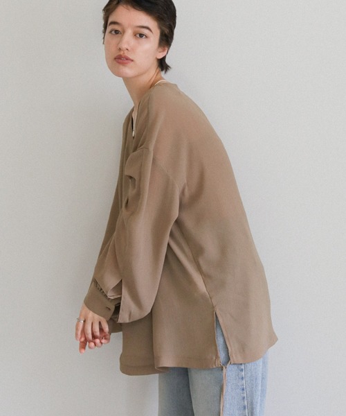 select MOCA(セレクトモカ)の「オープンスリーブデザインシフォンブラウス(シャツ/ブラウス・レディース・グレイッシュベージュ/アイボリー/ブラック・FREE)」の12枚目の写真