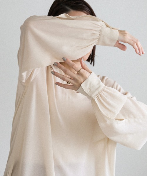 セール】オープンスリーブデザインシフォンブラウス（シャツ/ブラウス