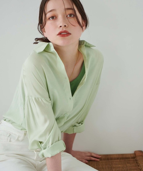 fifth（フィフス）の「肩掛けカーディガンセットカラーシャツ（シャツ/ブラウス・レディース・イエロー/ピンク/グリーン・M）」の10枚目の写真