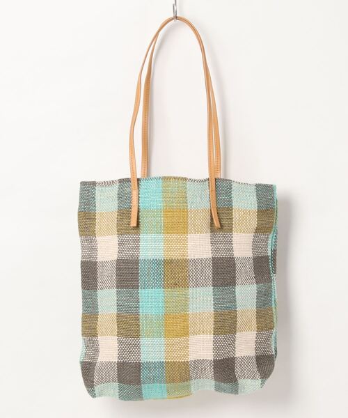 BICASH(ビカーシ)の「【TARANGO/タランゴ】ジュートチェックバッグ/#JLB-436(トートバッグ・レディース・サックスブルー/イエロー/ライトグレー・FREE)」の2枚目の写真