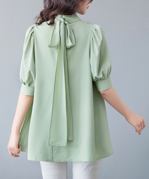 Amulet（アミュレット）の「ボウタイリボンブラウス（シャツ/ブラウス・レディース・ブルー/ブラック/ホワイト/ベージュ/グリーン・FREE）」の6枚目の写真