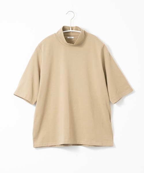 ZAKKA-BOX(ザッカボックス)の「ハイネックハーフスリーブプルオーバー(Tシャツ/カットソー・レディース・キャメル/ブラック/ホワイト・FREE)」の12枚目の写真