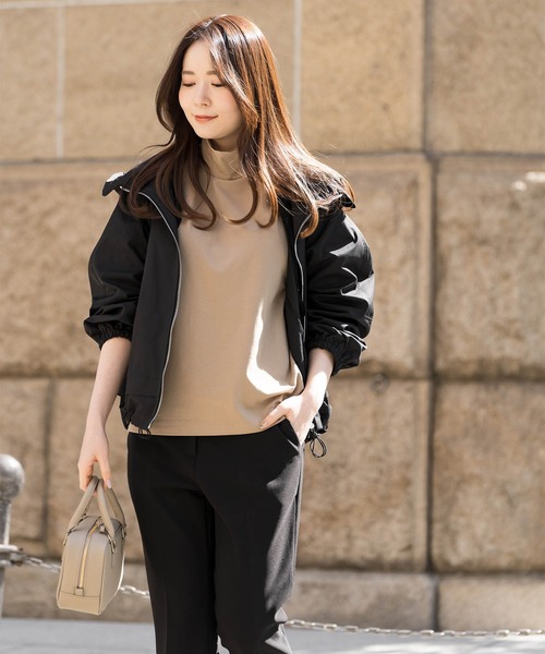 ZAKKA-BOX(ザッカボックス)の「ハイネックハーフスリーブプルオーバー(Tシャツ/カットソー・レディース・キャメル/ブラック/ホワイト・FREE)」の4枚目の写真