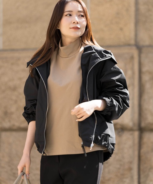 ZAKKA-BOX(ザッカボックス)の「ハイネックハーフスリーブプルオーバー(Tシャツ/カットソー・レディース・キャメル/ブラック/ホワイト・FREE)」の5枚目の写真