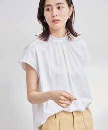 ROPE' | 【洗える・清涼感】クリア天竺スタンドギャザーカットソー(Tシャツ/カットソー)