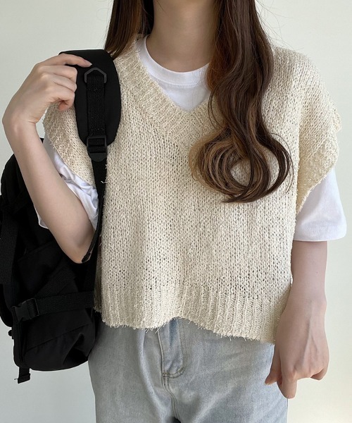 Nana（ナナ）の「クロップドニットベスト（ベスト・レディース・アイボリー・FREE）」の5枚目の写真