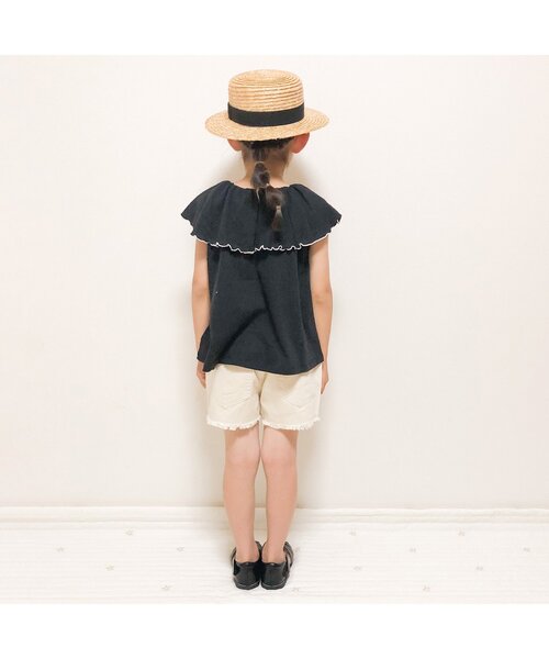 BREEZE（ブリーズ）の「前後2WAYえりふりふりトップス（シャツ/ブラウス・キッズ・ブラック/ラベンダー/エメラルド・100/130/120/140/110/80/90）」の6枚目の写真