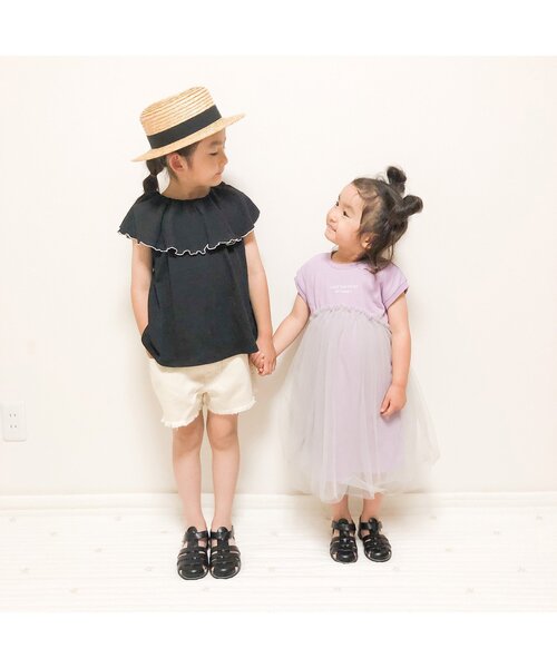 BREEZE（ブリーズ）の「前後2WAYえりふりふりトップス（シャツ/ブラウス・キッズ・ブラック/ラベンダー/エメラルド・100/130/120/140/110/80/90）」の7枚目の写真