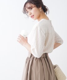 couture brooch | バックフェイクパール膨れジャガードトップス(Tシャツ/カットソー)