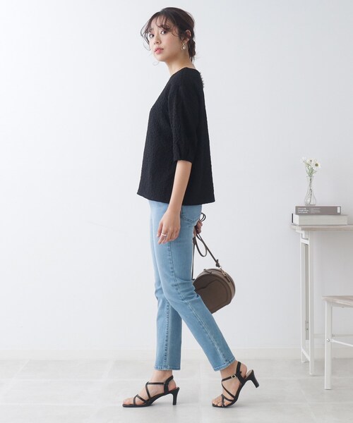 couture brooch（クチュールブローチ）の「◆バックフェイクパール膨れジャガードトップス（Tシャツ/カットソー・レディース・ブラック/アイボリー・36/38/40/42）」の21枚目の写真