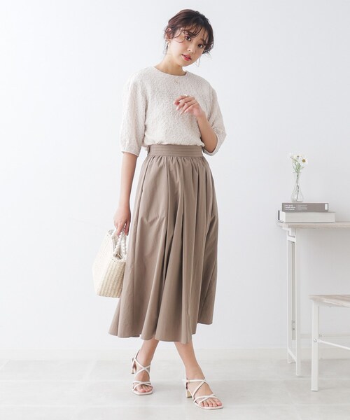 couture brooch（クチュールブローチ）の「◆バックフェイクパール膨れジャガードトップス（Tシャツ/カットソー・レディース・ブラック/アイボリー・36/38/40/42）」の14枚目の写真