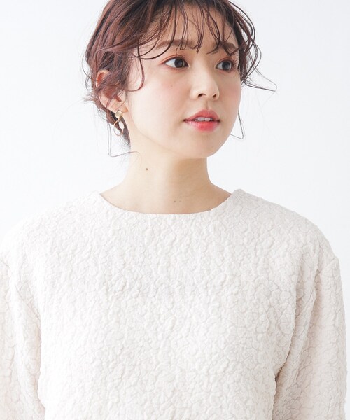 couture brooch（クチュールブローチ）の「◆バックフェイクパール膨れジャガードトップス（Tシャツ/カットソー・レディース・ブラック/アイボリー・36/38/40/42）」の15枚目の写真