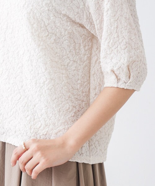 couture brooch（クチュールブローチ）の「◆バックフェイクパール膨れジャガードトップス（Tシャツ/カットソー・レディース・ブラック/アイボリー・36/38/40/42）」の20枚目の写真