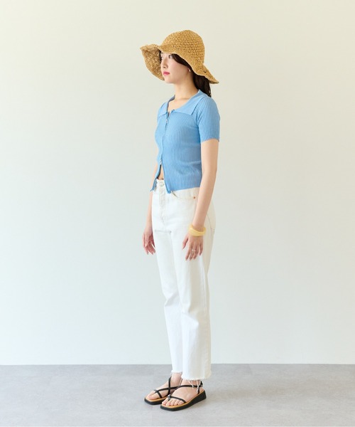 ECRIRE（エクリール）の「コンパクトなシルエット。Wジップ半袖ニットトップス。（ニット/セーター・レディース・ホワイト/ブラック/ブルー・フリー）」の12枚目の写真