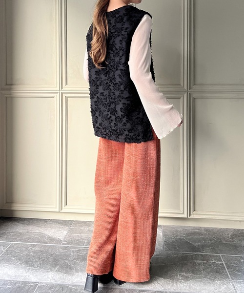 シャギージャガード深Vネックベスト