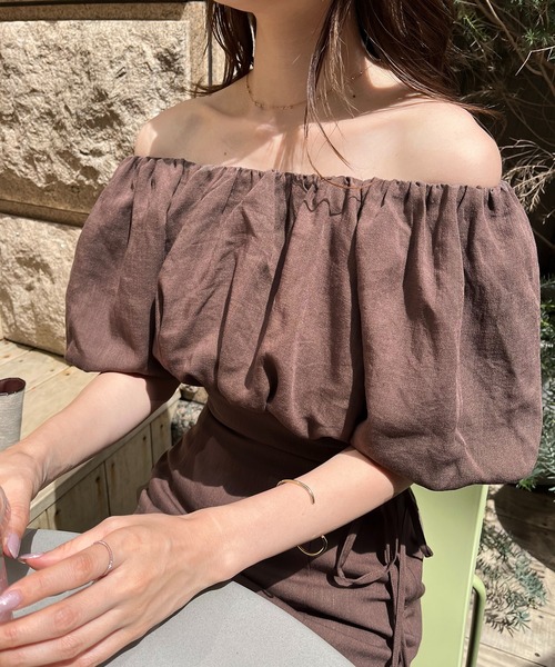 one after another NICE CLAUP（ワンアフターアナザーナイスクラップ）の「2wayバルーンスリーブブラウス（シャツ/ブラウス・レディース・ブラック/ピンク/モカ/ドット・FREE）」の7枚目の写真