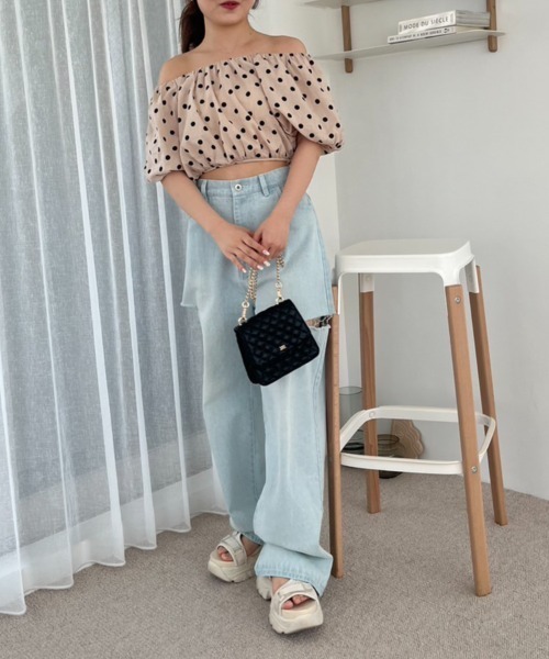 one after another NICE CLAUP（ワンアフターアナザーナイスクラップ）の「2wayバルーンスリーブブラウス（シャツ/ブラウス・レディース・ブラック/ピンク/モカ/ドット・FREE）」の9枚目の写真