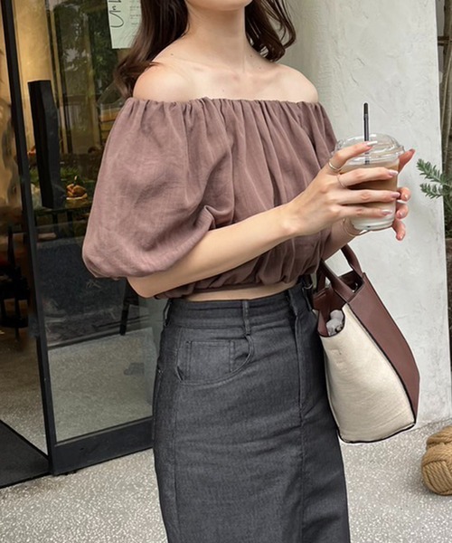 one after another NICE CLAUP（ワンアフターアナザーナイスクラップ）の「2wayバルーンスリーブブラウス（シャツ/ブラウス・レディース・ブラック/ピンク/モカ/ドット・FREE）」の15枚目の写真