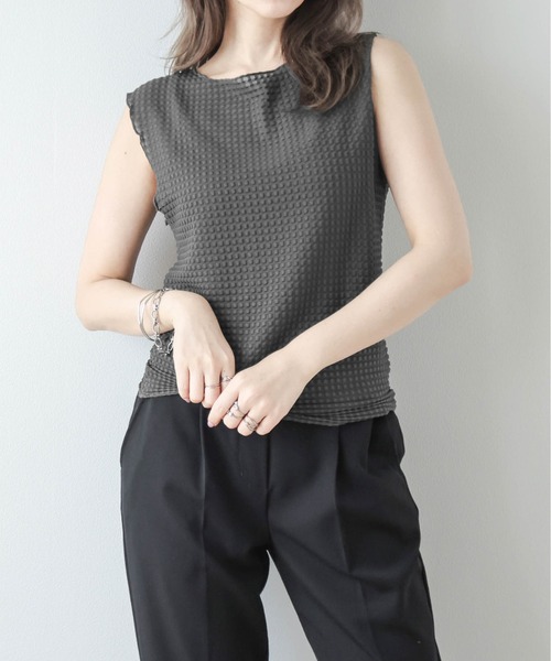 La-gemme(ラジェム)の「チェックジャガードトップス(Tシャツ/カットソー・レディース・グリーン/グレー/ブラック/ホワイト・フリー)」の19枚目の写真