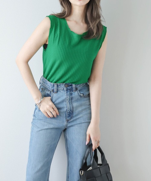 La-gemme(ラジェム)の「チェックジャガードトップス(Tシャツ/カットソー・レディース・グリーン/グレー/ブラック/ホワイト・フリー)」の21枚目の写真