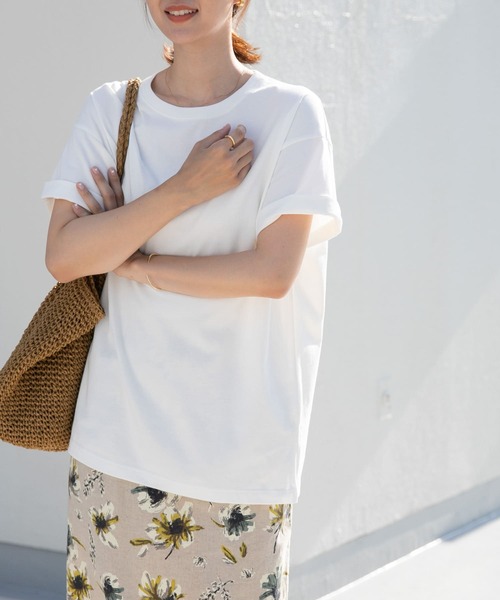 URBAN RESEARCH DOORS（アーバンリサーチドアーズ）の「オーガニックコットンワイドチュニックTシャツ（Tシャツ/カットソー・レディース・チャコールグレー/ミント/オフホワイト/ベージュ・MEDIUM）」の5枚目の写真