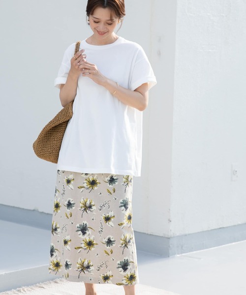 URBAN RESEARCH DOORS（アーバンリサーチドアーズ）の「オーガニックコットンワイドチュニックTシャツ（Tシャツ/カットソー・レディース・チャコールグレー/ミント/オフホワイト/ベージュ・MEDIUM）」の17枚目の写真