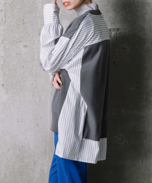 MARECHAL TERRE(マルシャルテル)の「レイヤードニットプルオーバー(ニット/セーター・レディース・ネイビー/ブラック/チャコールグレー/ブルー・MEDIUM)」の18枚目の写真