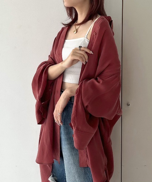 PAGEBOY（ページボーイ）の「シルキーレーヨンルーズシャツ（シャツ/ブラウス・レディース・ブラック/ボルドー/モカ/オフホワイト・FREE）」の12枚目の写真