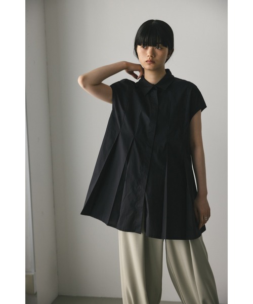 STYLEMIXER(スタイルミキサー)の「タックフレアノースリーブシャツ(シャツ/ブラウス・レディース・ホワイト/ブラック/サックスブルー・FREE)」の8枚目の写真