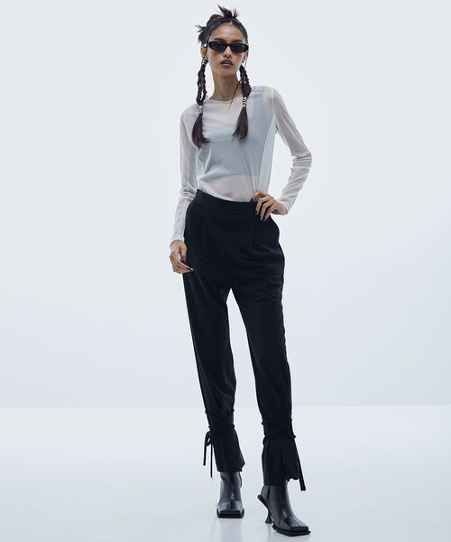 STUDIOUS(ステュディオス)の「【STUDIOUS/ステュディオス】リブパネルスキンシアートップ(Tシャツ/カットソー・レディース・ホワイト/ブラウン/ブラック/ブルー・FREE)」の18枚目の写真