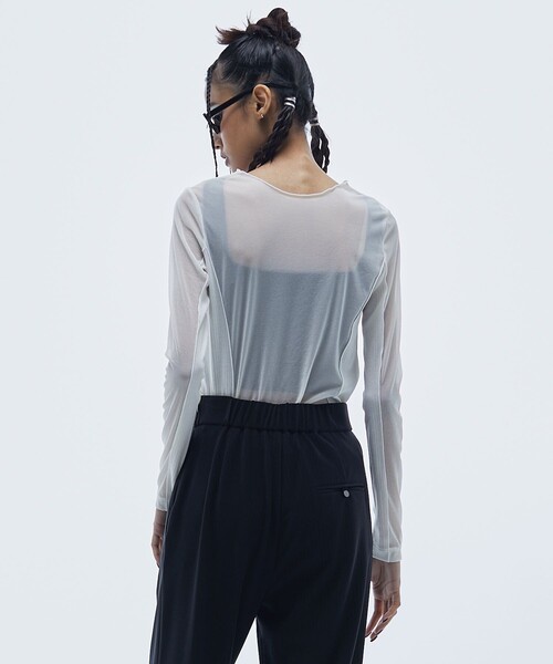 STUDIOUS(ステュディオス)の「【STUDIOUS/ステュディオス】リブパネルスキンシアートップ(Tシャツ/カットソー・レディース・ホワイト/ブラウン/ブラック/ブルー・FREE)」の7枚目の写真