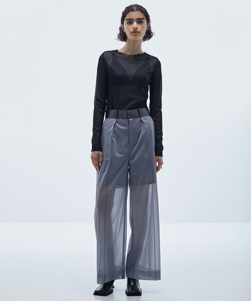 STUDIOUS(ステュディオス)の「【STUDIOUS/ステュディオス】リブパネルスキンシアートップ(Tシャツ/カットソー・レディース・ホワイト/ブラウン/ブラック/ブルー・FREE)」の8枚目の写真