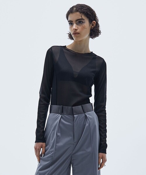 STUDIOUS(ステュディオス)の「【STUDIOUS/ステュディオス】リブパネルスキンシアートップ(Tシャツ/カットソー・レディース・ホワイト/ブラウン/ブラック/ブルー・FREE)」の10枚目の写真