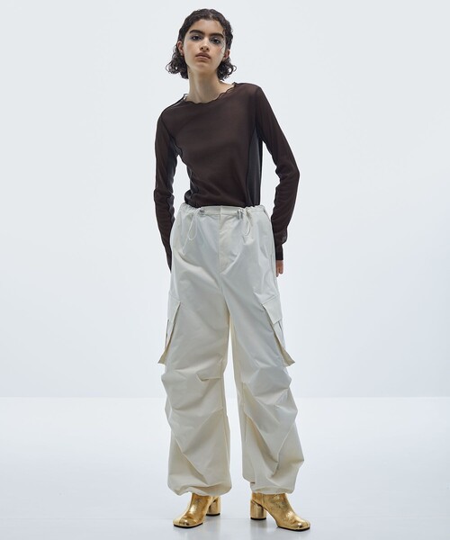 STUDIOUS(ステュディオス)の「【STUDIOUS/ステュディオス】リブパネルスキンシアートップ(Tシャツ/カットソー・レディース・ホワイト/ブラウン/ブラック/ブルー・FREE)」の13枚目の写真