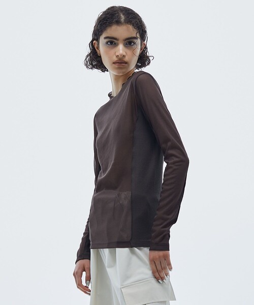 STUDIOUS(ステュディオス)の「【STUDIOUS/ステュディオス】リブパネルスキンシアートップ(Tシャツ/カットソー・レディース・ホワイト/ブラウン/ブラック/ブルー・FREE)」の15枚目の写真