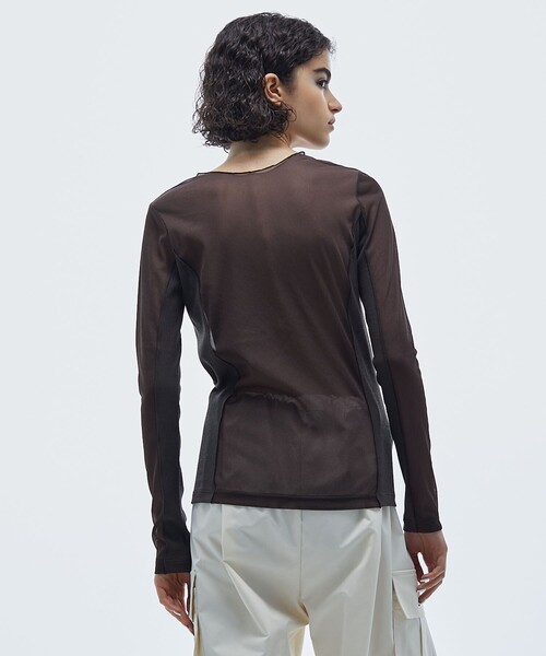 STUDIOUS(ステュディオス)の「【STUDIOUS/ステュディオス】リブパネルスキンシアートップ(Tシャツ/カットソー・レディース・ホワイト/ブラウン/ブラック/ブルー・FREE)」の16枚目の写真