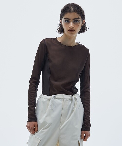 STUDIOUS(ステュディオス)の「【STUDIOUS/ステュディオス】リブパネルスキンシアートップ(Tシャツ/カットソー・レディース・ホワイト/ブラウン/ブラック/ブルー・FREE)」の17枚目の写真