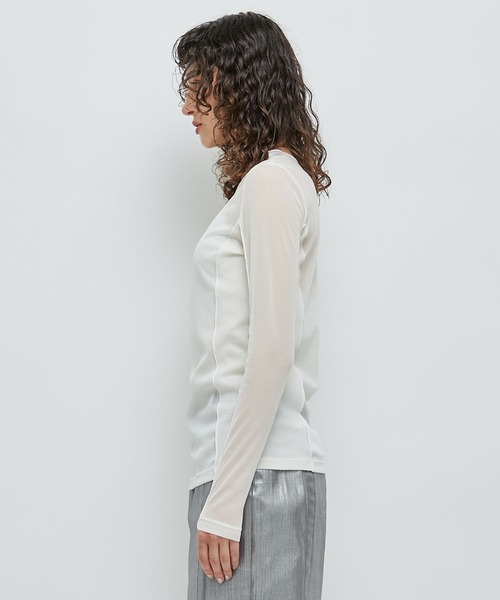 STUDIOUS(ステュディオス)の「【STUDIOUS/ステュディオス】リブパネルスキンシアートップ(Tシャツ/カットソー・レディース・ホワイト/ブラウン/ブラック/ブルー・FREE)」の22枚目の写真